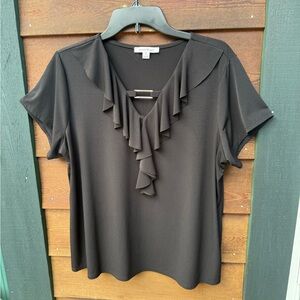 Studio Works Elegant Black Ruffle Blouse